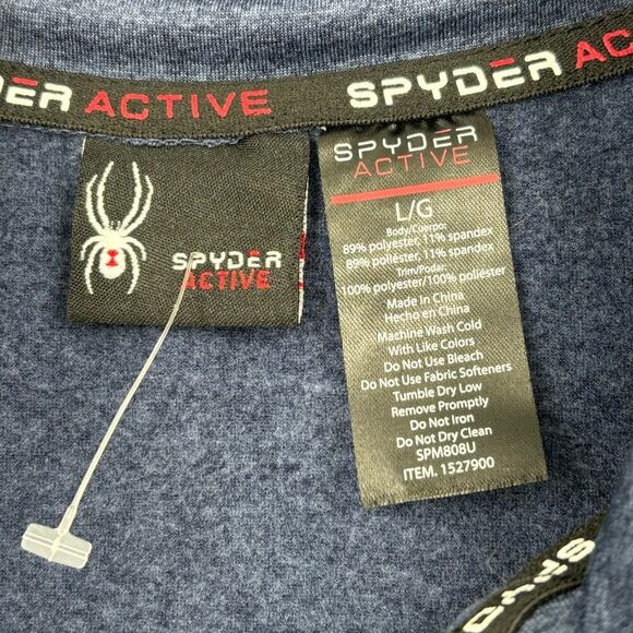 Spyder Active Quarter Zip Sweatshirt Mens Size L Blue Long Sleeve Pullover - Picture 4 of 9